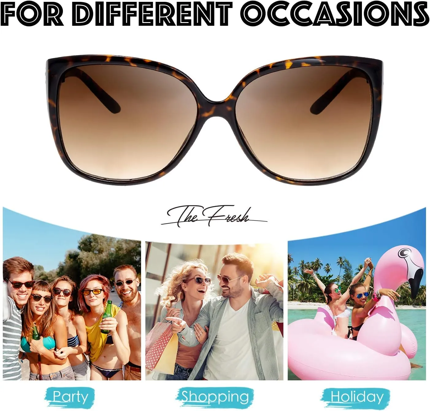The Fresh Women's Oversized Square Jackie O Cat Eye Hybrid Butterfly Fashion Sunglasses - Exquisite Packaging