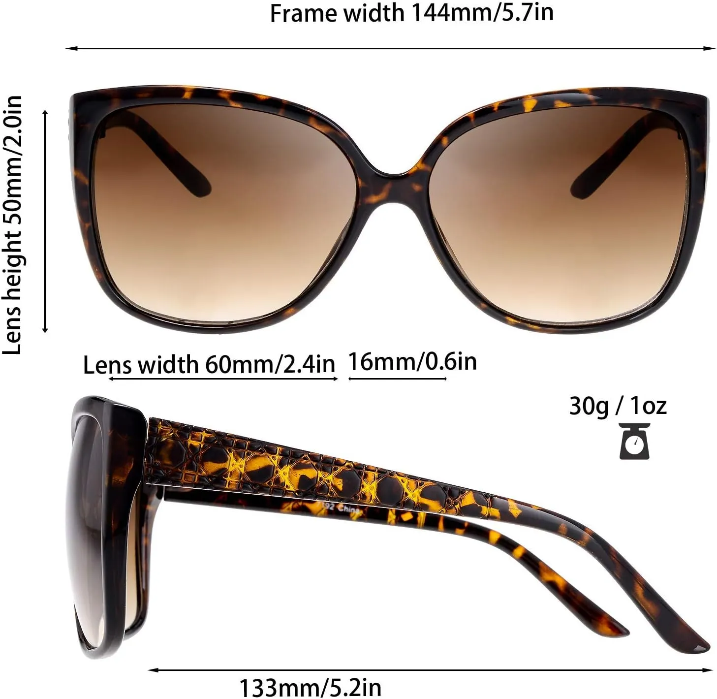 The Fresh Women's Oversized Square Jackie O Cat Eye Hybrid Butterfly Fashion Sunglasses - Exquisite Packaging