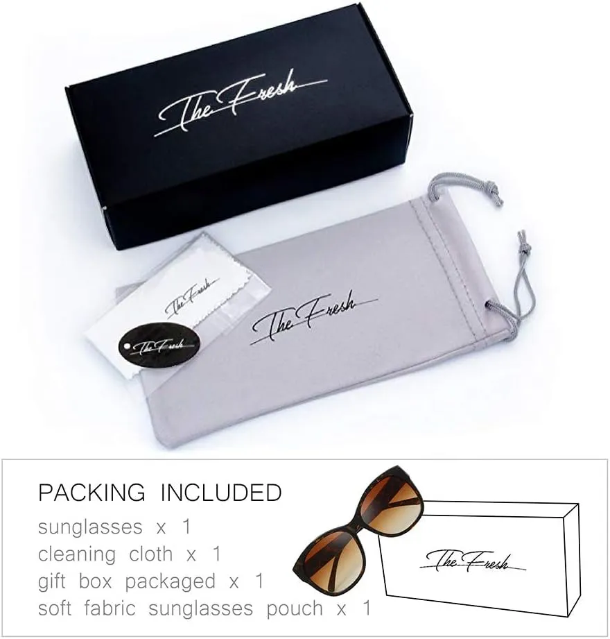 The Fresh Women's Oversized Square Jackie O Cat Eye Hybrid Butterfly Fashion Sunglasses - Exquisite Packaging