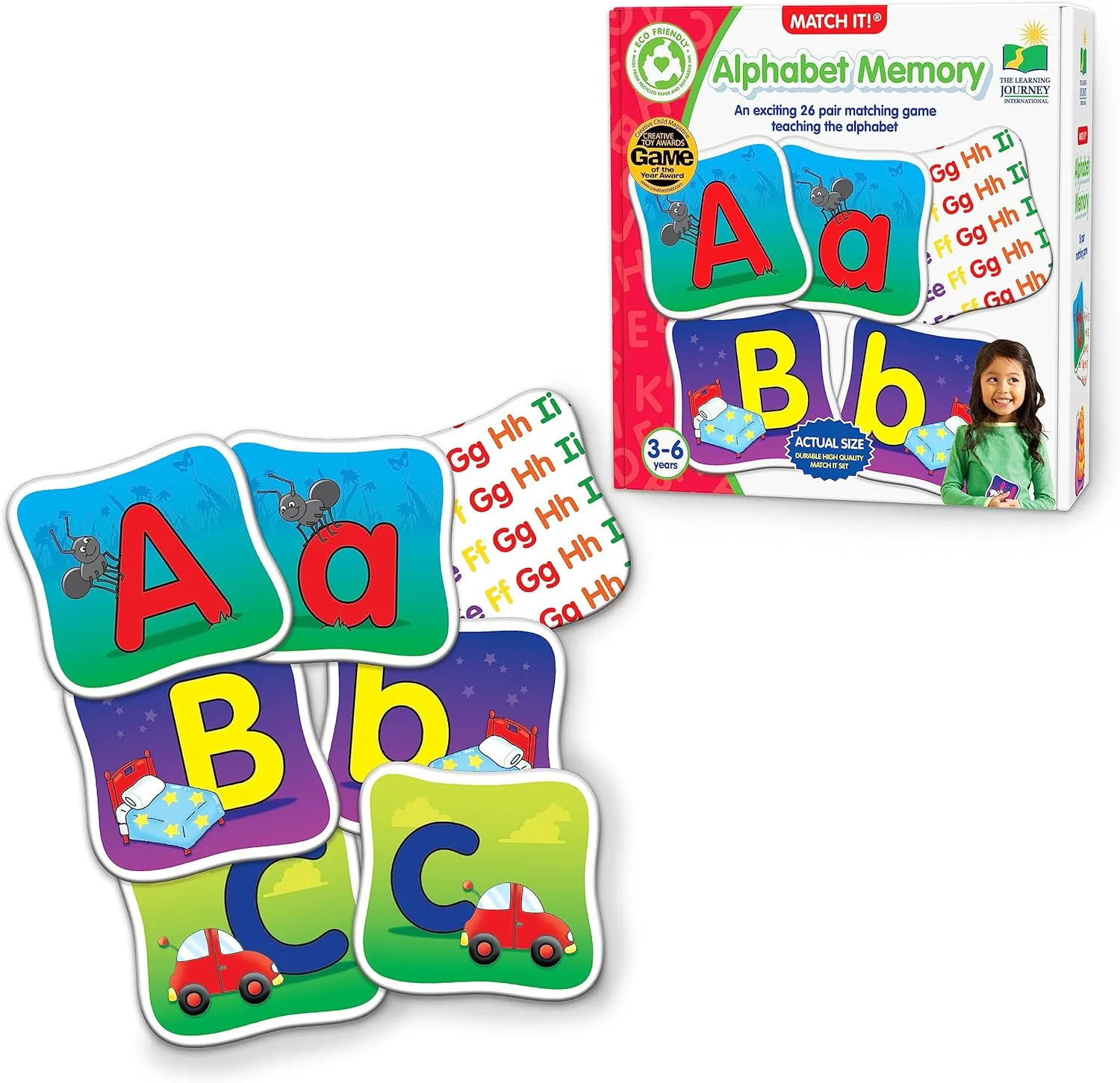 The Learning Journey: Match It! Memory - Alphabet - Capital and Lowercase Letter Matching Game with 26 Matching Pairs - Memory Games for Kids 3 and Up - Award Winning Toys