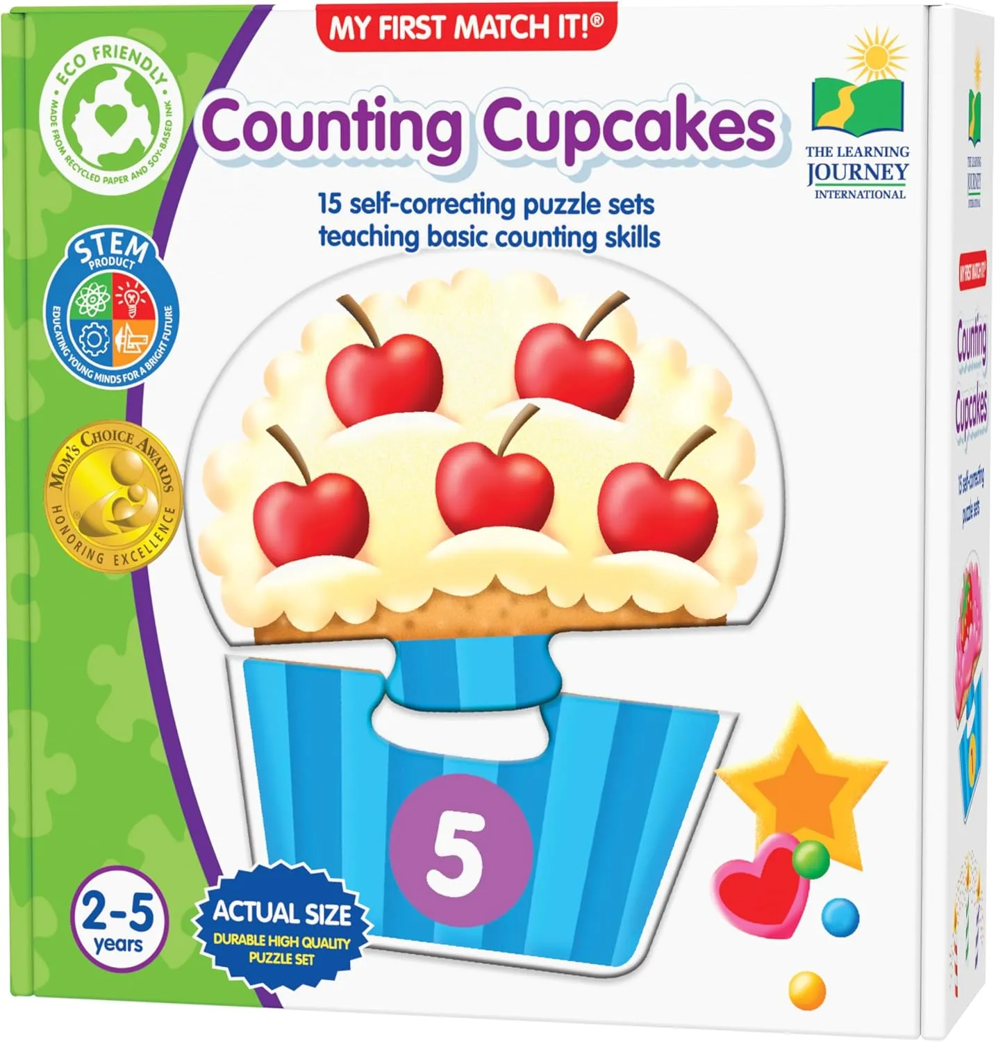 The Learning Journey: My First Match It - Counting Cupcakes- 15 Piece Self-Correcting Matching Puzzles - First Learning Toys for Toddlers 2-5 - Award Winning Toys
