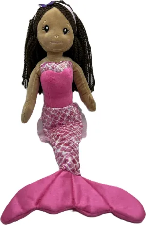 The Petting Zoo Mermaid Plush Doll, Mermaid Gifts for Girls, Mermaid Doll Plush Toy, Mermaid Stuffed Animal, 17 Inches, Dark Skinned