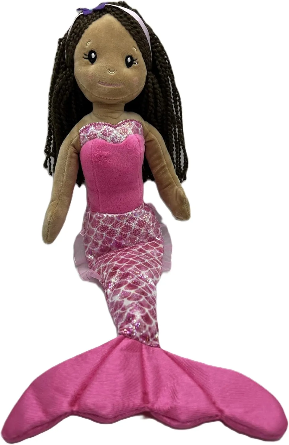 The Petting Zoo Mermaid Plush Doll, Mermaid Gifts for Girls, Mermaid Doll Plush Toy, Mermaid Stuffed Animal, 17 Inches, Dark Skinned