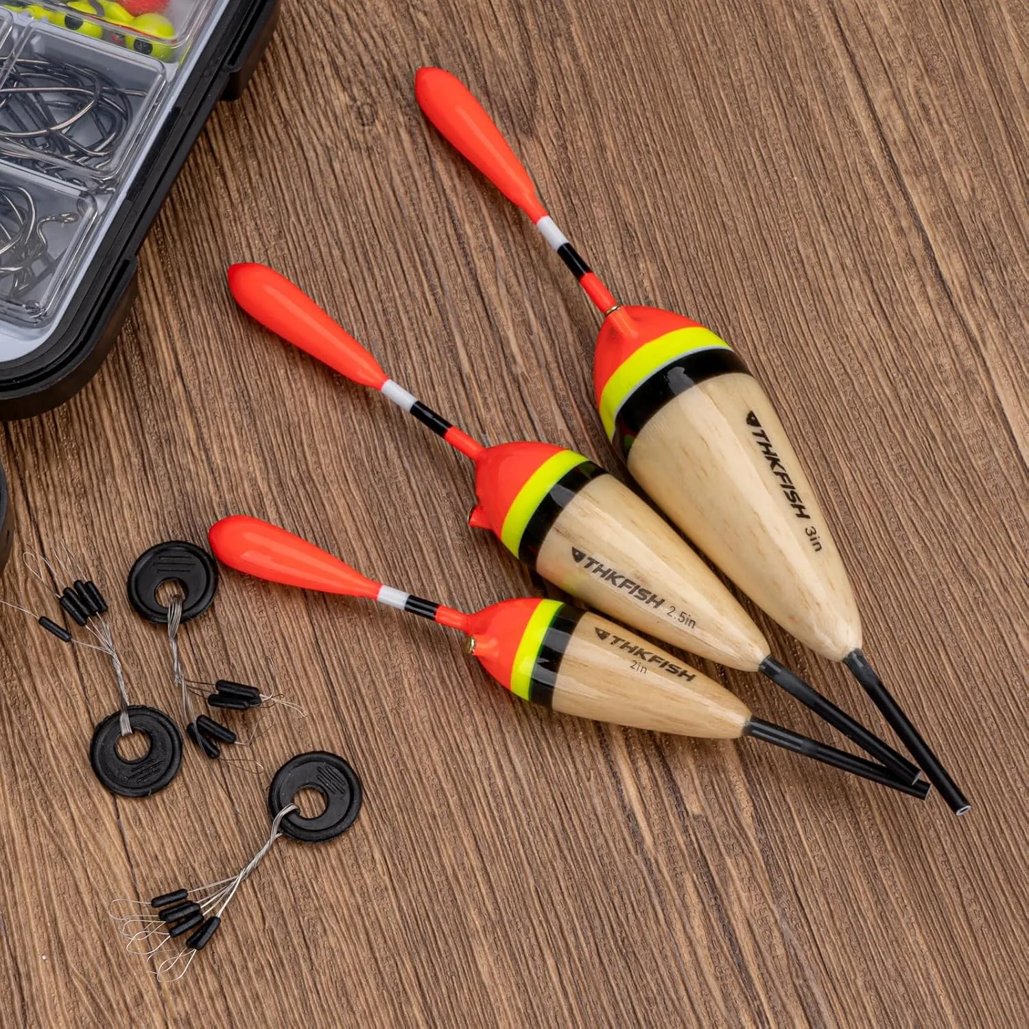 THKFISH Fishing Floats Balsa Wood Slip Bobbers for Fishing, Fishing Floats Bobbers for Crappie Panfish Trout Bass Walleye