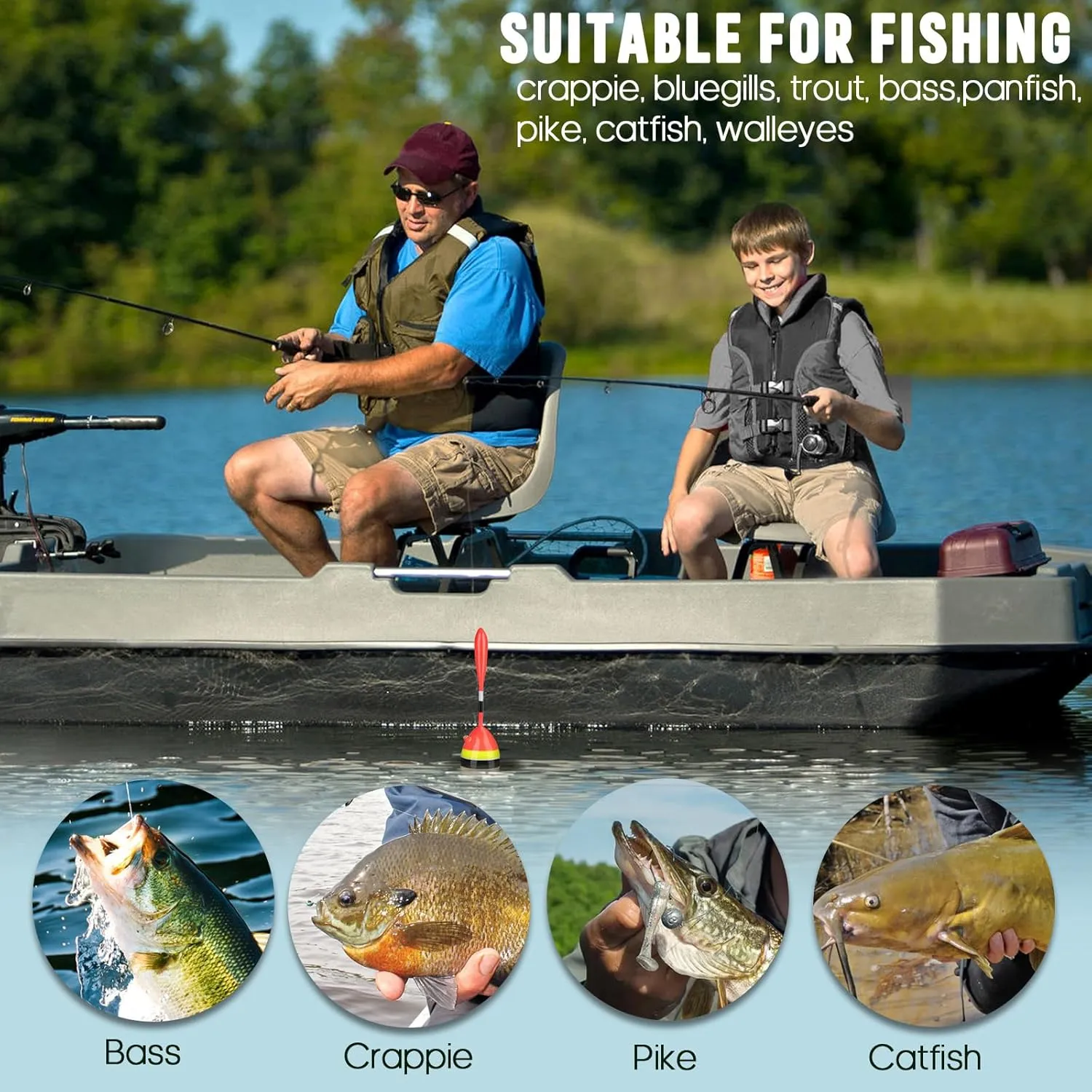 THKFISH Fishing Floats Balsa Wood Slip Bobbers for Fishing, Fishing Floats Bobbers for Crappie Panfish Trout Bass Walleye