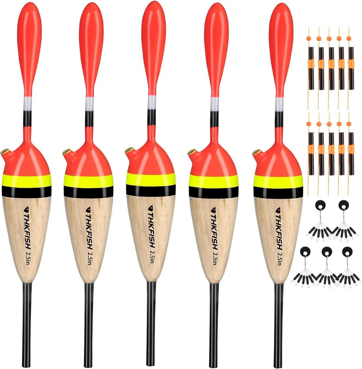THKFISH Fishing Floats Balsa Wood Slip Bobbers for Fishing, Fishing Floats Bobbers for Crappie Panfish Trout Bass Walleye