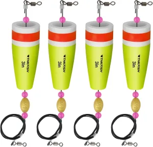 THKFISH Fishing Floats Bobbers Fishing Popping Cork Trout Float Rig Weighted Popping Floats Cork Trout Floats for Fishing Saltwater 4PCS