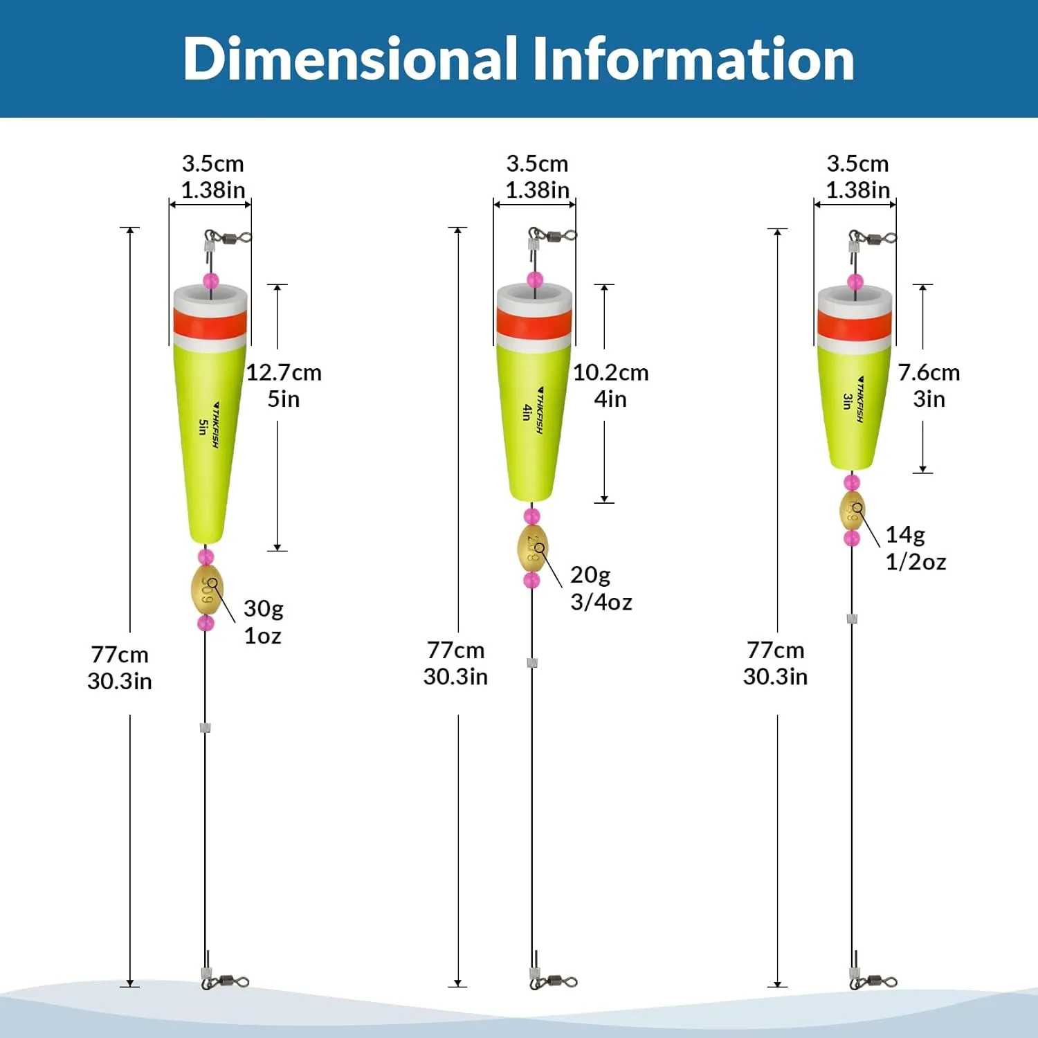 THKFISH Fishing Floats Bobbers Fishing Popping Cork Trout Float Rig Weighted Popping Floats Cork Trout Floats for Fishing Saltwater 4PCS