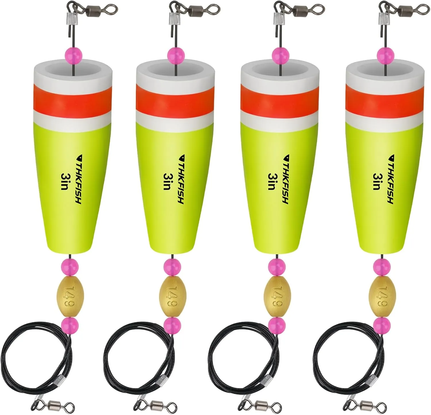 THKFISH Fishing Floats Bobbers Fishing Popping Cork Trout Float Rig Weighted Popping Floats Cork Trout Floats for Fishing Saltwater 4PCS