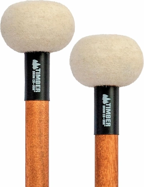 Timber Drum Co. Timpani Mallets, Medium Felt –– Also for Drum Set, Cymbal Roll, Percussion –– Birch Wood Handles 15.25"
