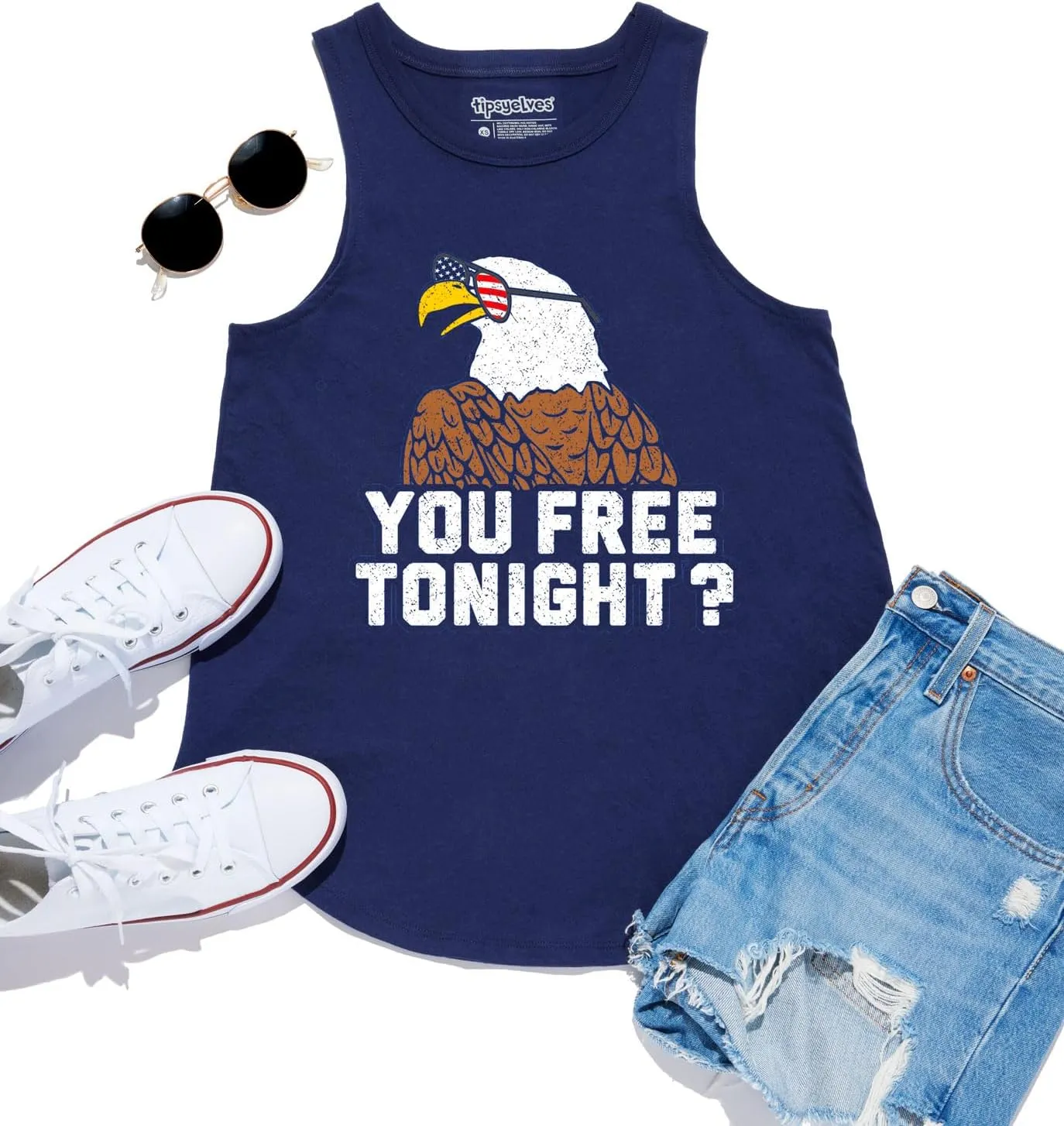 Tipsy Elves Women’s 4th of July Tank Tops Cute Patriotic American Flag Shirt Sleeveless July Fourth Outfits