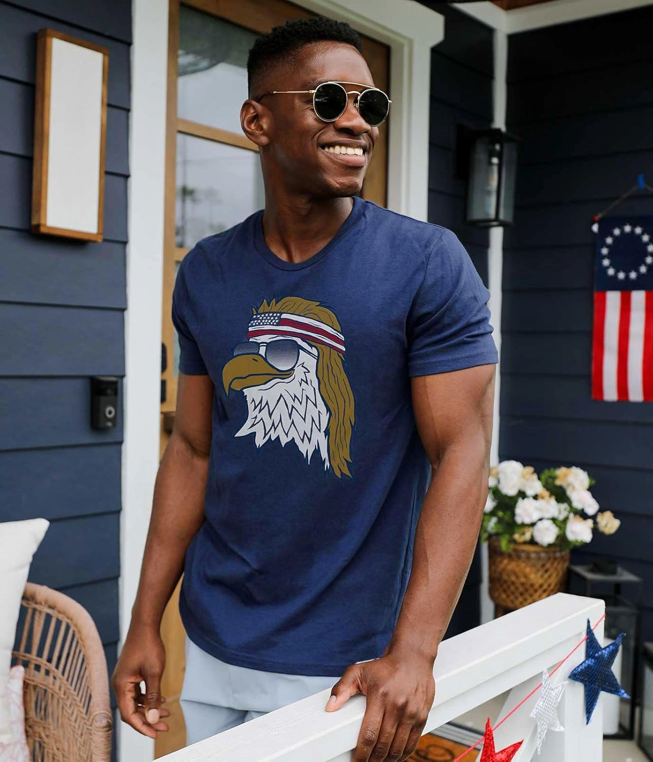 Tipsy Elves Men's Patriotic Graphic Tees for 4th of July - USA American Flag Shirts for Guys