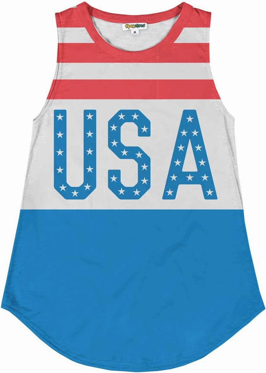 Tipsy Elves Women’s 4th of July Tank Tops Cute Patriotic American Flag Shirt Sleeveless July Fourth Outfits
