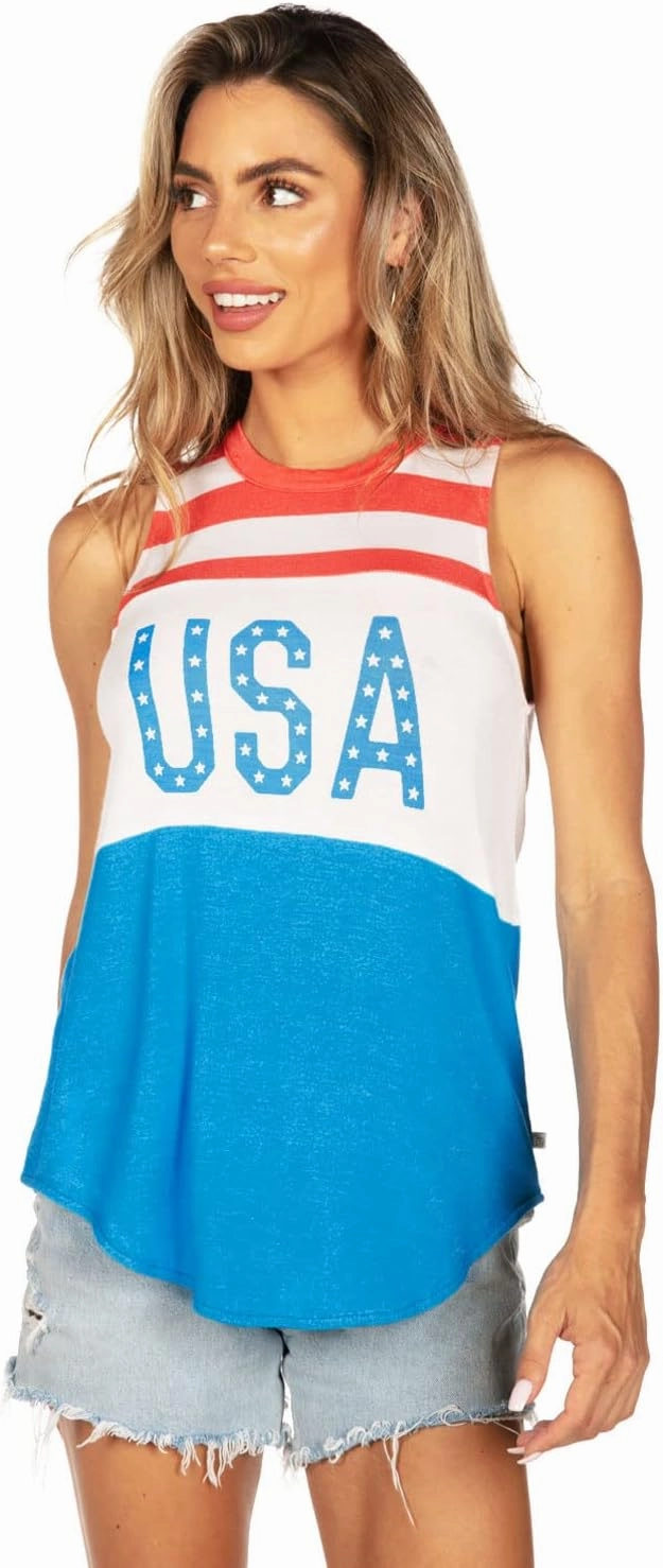 Tipsy Elves Women’s 4th of July Tank Tops Cute Patriotic American Flag Shirt Sleeveless July Fourth Outfits