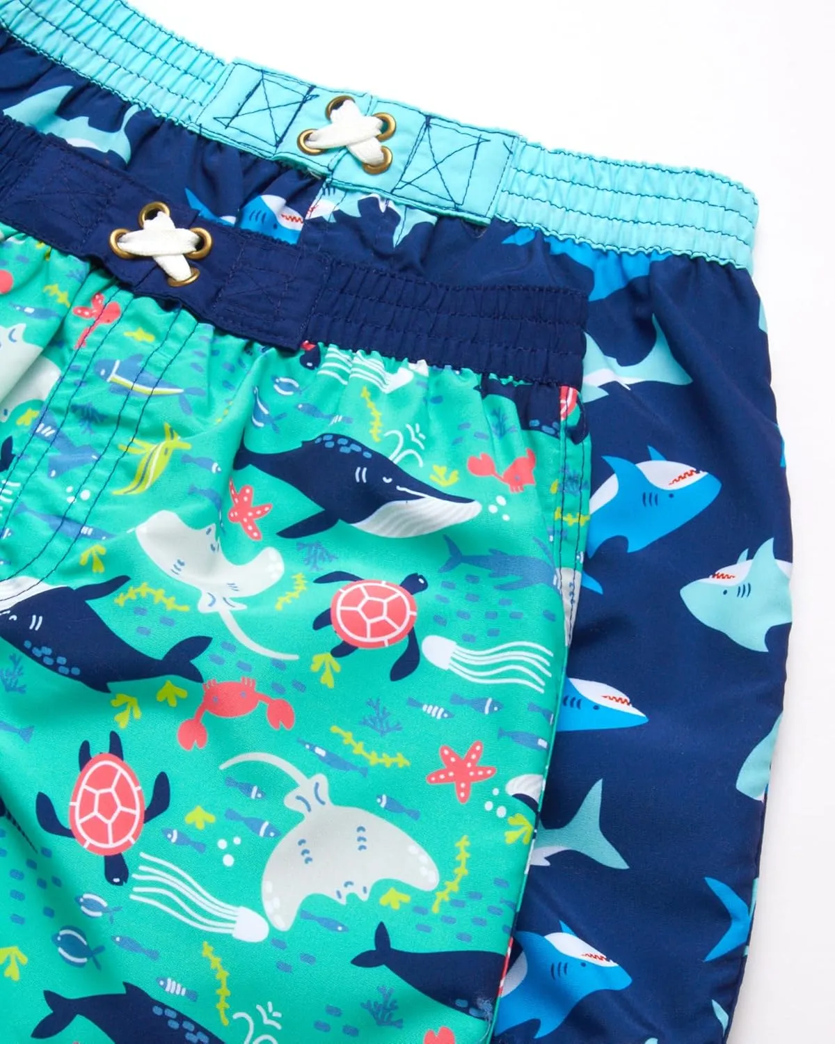 Toddler Baby Boys Swim Set - 4 Piece Swim Trunks and Short Sleeve Rash Guard for Boys Kids Swimwear (Sizes: 12M-7)