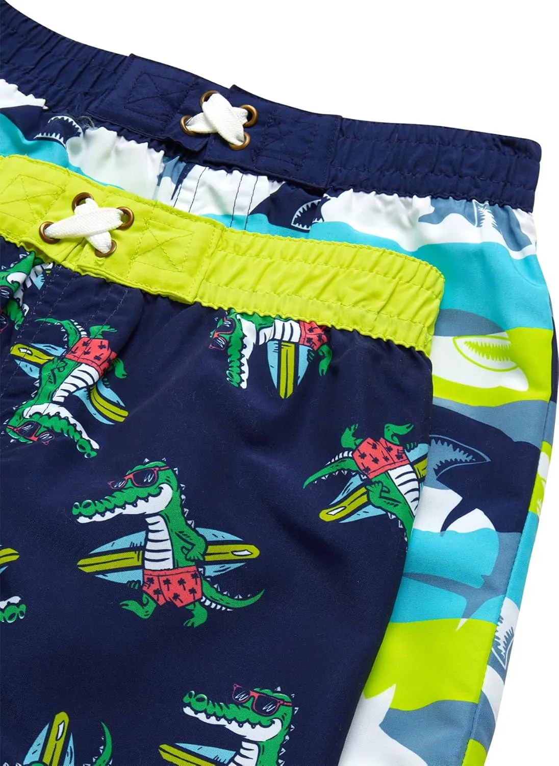 Toddler Baby Boys Swim Set - 4 Piece Swim Trunks and Short Sleeve Rash Guard for Boys Kids Swimwear (Sizes: 12M-7)