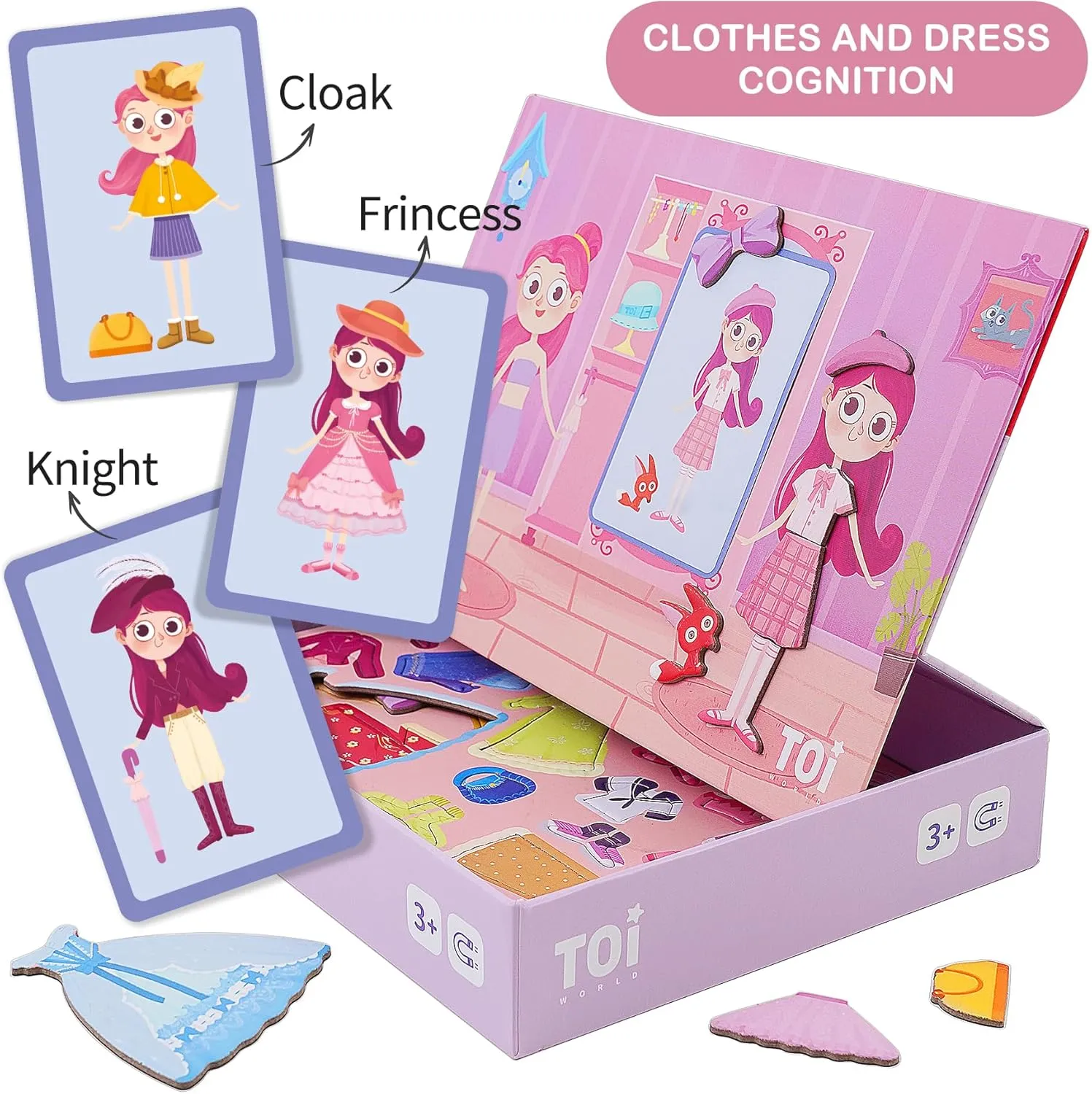 Toi Kids Magnet Toys Magnetic Jigsaw Puzzle Boxes with Game Board for Kids Ages 3-8, Preschool Tabletop Toy for Toddlers, Portable Travel Game, Princess