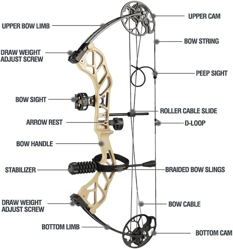 TOPOINT Starter Bow Compound Bow Archery Set Easy to Adjust No Bow Press Bow and Arrow Set for Adults and Teens 19-30" Draw Length 19-70 Lbs Draw Weight Up to IBO 320 Fps, US-Made Limbs