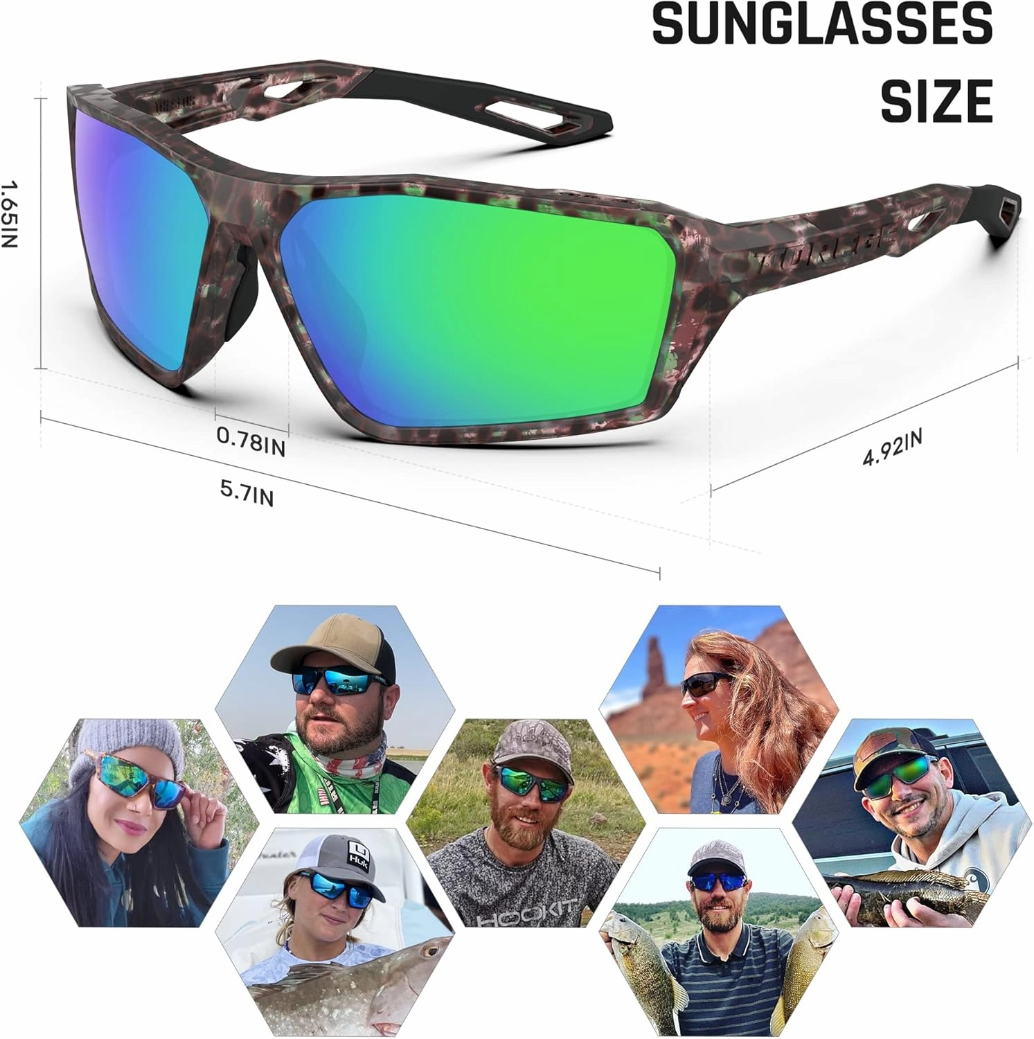 TOREGE Polarized Sports Sunglasses for Men Women Shooting Cycling Running Golf Fishing Sunglasses Durable Lens TR36