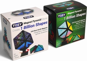 TOSY Magnet Pyramid - 1 Cube Transforms into 1 Billion Shapes, 12 Pieces, 243 Rare Earth Magnets, Glowing, Holographic Magnet Tiles Creative Puzzle STEAM Toy, Mixed Set