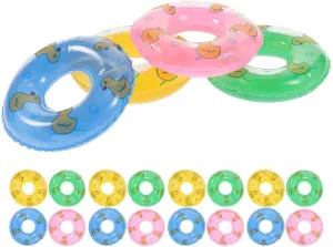Totority Mini Inflatable Swim Rings 20pcs Assorted Colors, 3.34 Inch, Pp Material, Ideal for Swimming, Floating, Photography Props, and Group Activities