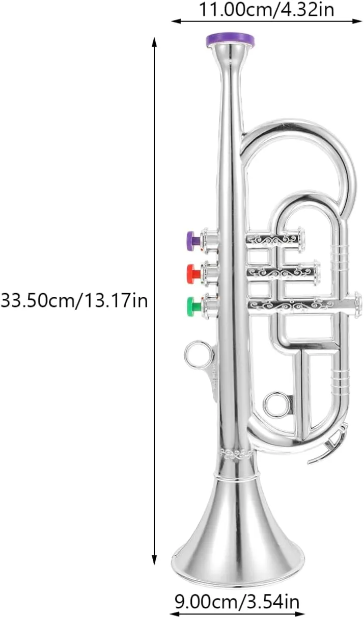 TOYANDONA 1Pcs Trumpet for Kids, Plastic Trumpet Toy Musical Instrument Toy Early Educational Toy for Boys Girls ( Silver )