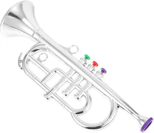 TOYANDONA 1Pcs Trumpet for Kids, Plastic Trumpet Toy Musical Instrument Toy Early Educational Toy for Boys Girls ( Silver )