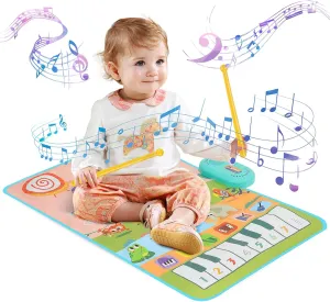 Toyvian Baby Piano Mat Drum Mat 2 in 1music Mat for Baby Touch Play Blanket Early Education Toy