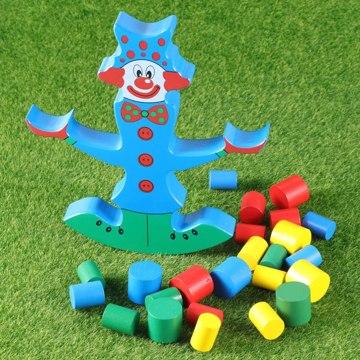Toyvian Kids Toys Kids Toys Educational Toys Toy Balancing Early Skill Clown Puzzle Education Balance Beam Kids Wooden Building Game Kids Toys Educational Toys Wooden Toys