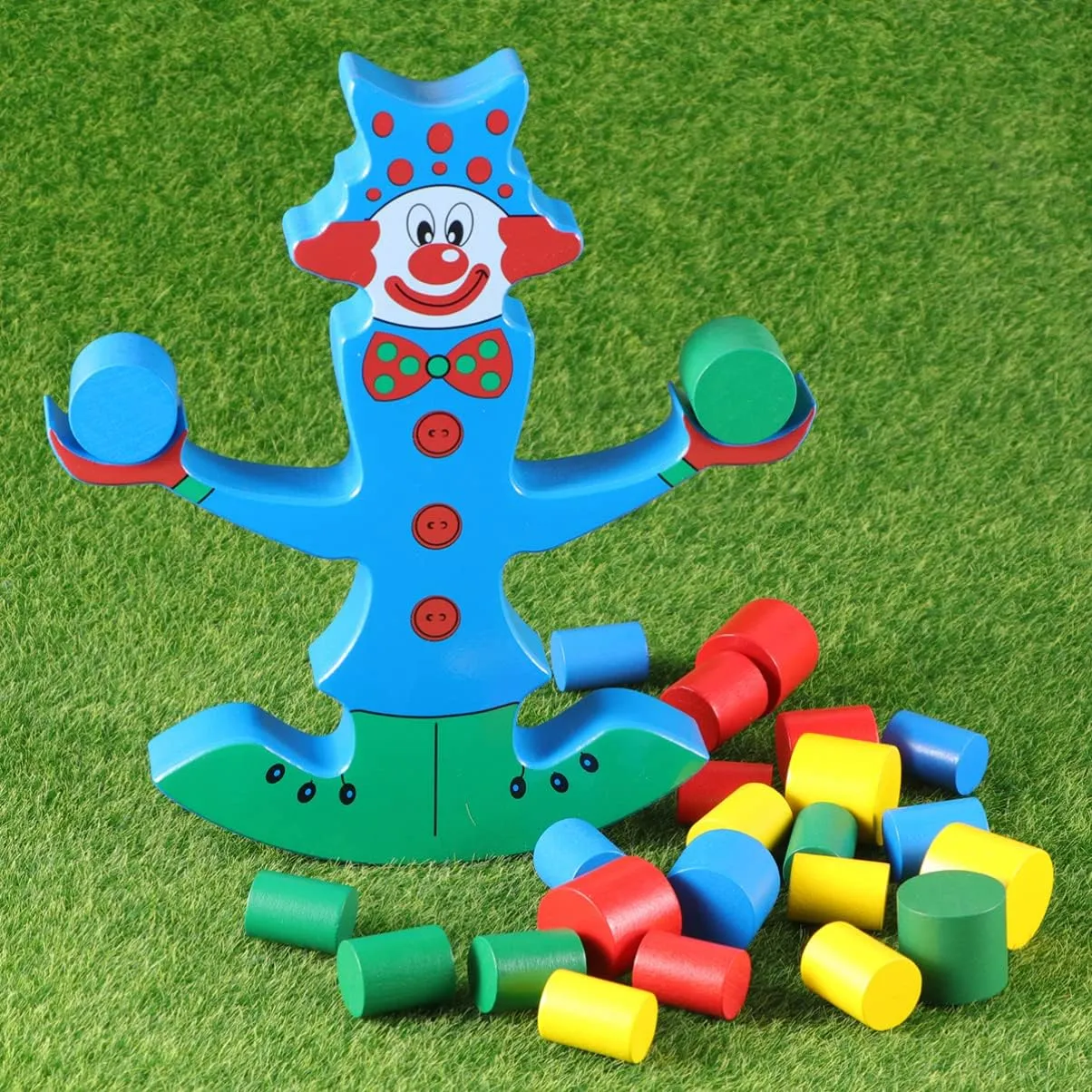 Toyvian Kids Toys Kids Toys Educational Toys Toy Balancing Early Skill Clown Puzzle Education Balance Beam Kids Wooden Building Game Kids Toys Educational Toys Wooden Toys