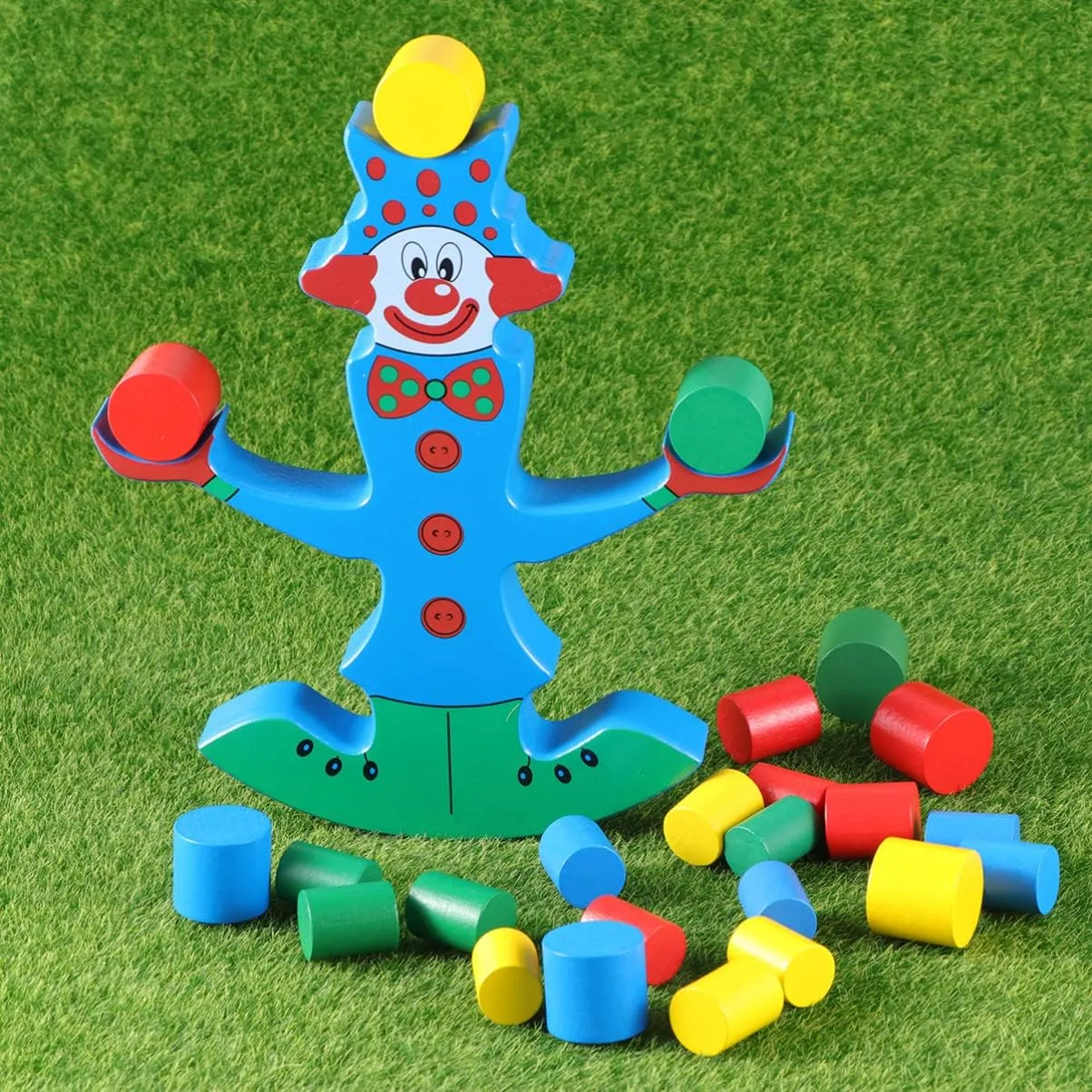 Toyvian Kids Toys Kids Toys Educational Toys Toy Balancing Early Skill Clown Puzzle Education Balance Beam Kids Wooden Building Game Kids Toys Educational Toys Wooden Toys