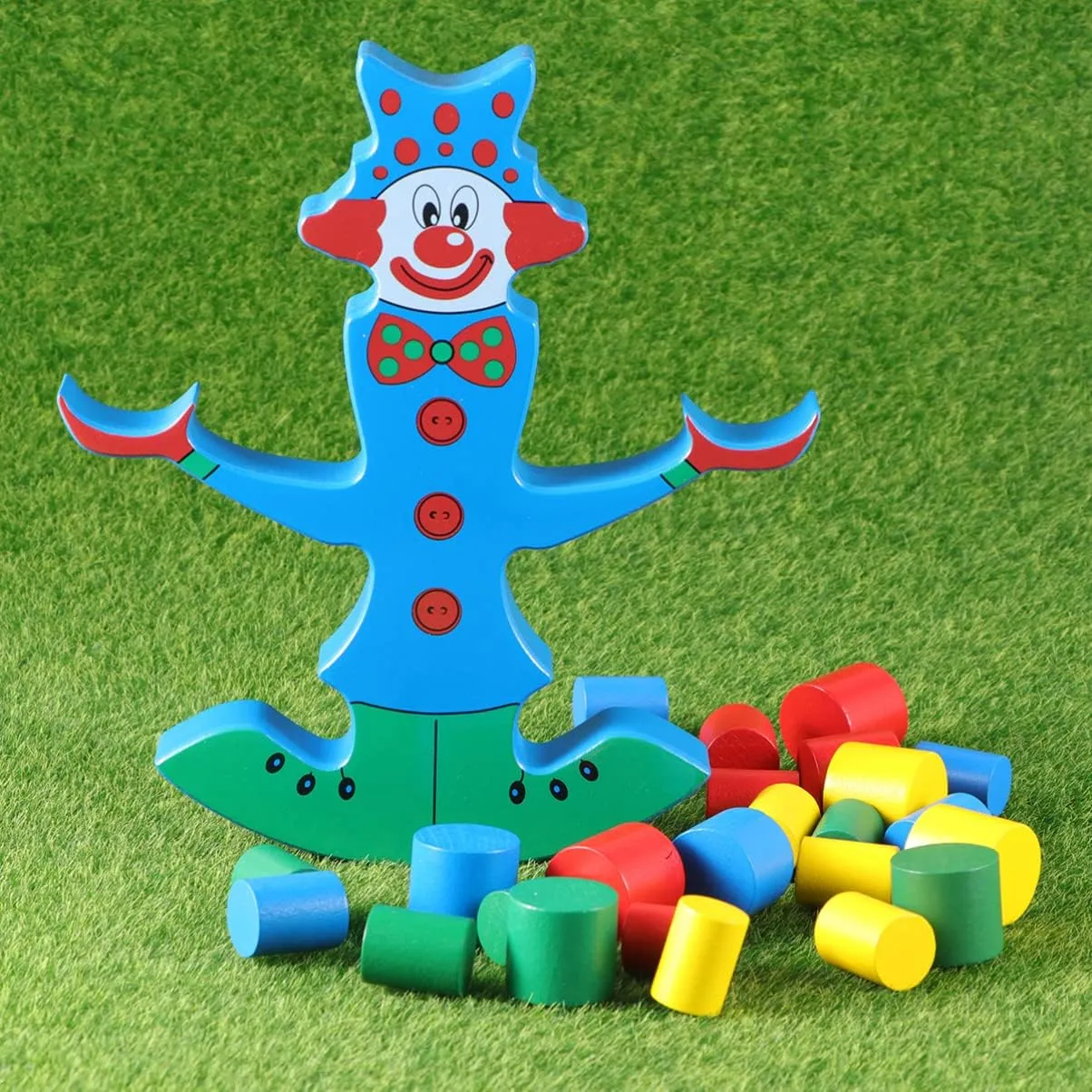 Toyvian Kids Toys Kids Toys Educational Toys Toy Balancing Early Skill Clown Puzzle Education Balance Beam Kids Wooden Building Game Kids Toys Educational Toys Wooden Toys
