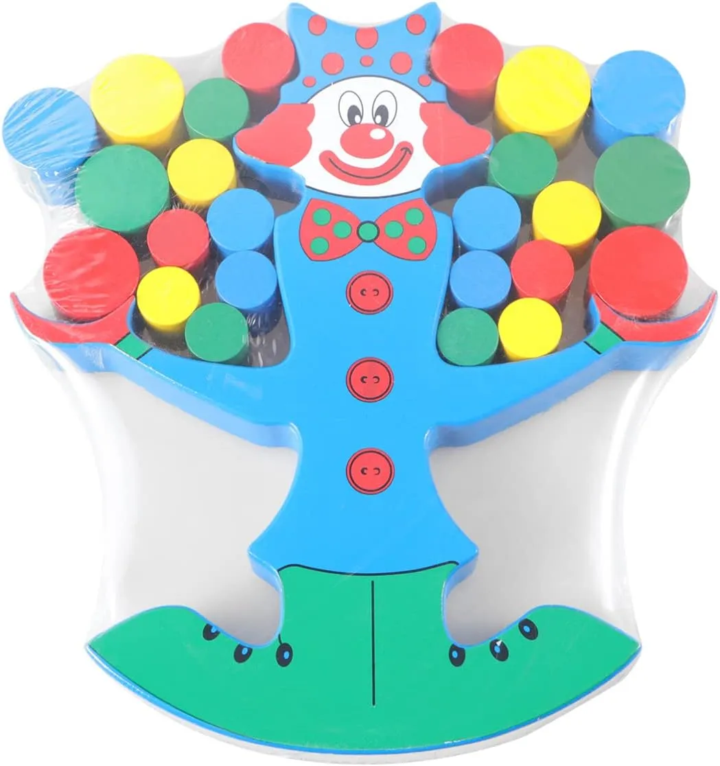 Toyvian Kids Toys Kids Toys Educational Toys Toy Balancing Early Skill Clown Puzzle Education Balance Beam Kids Wooden Building Game Kids Toys Educational Toys Wooden Toys
