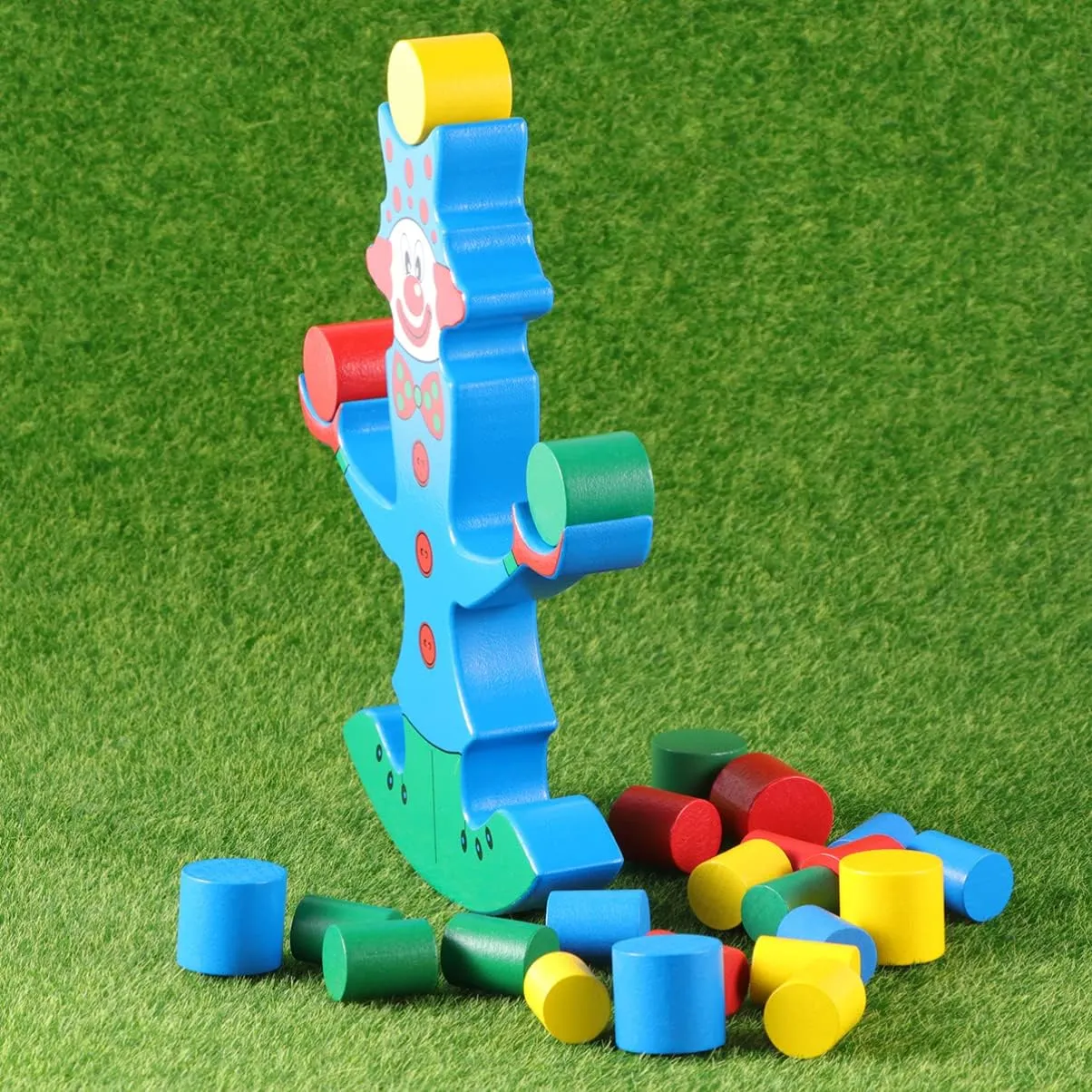 Toyvian Kids Toys Kids Toys Educational Toys Toy Balancing Early Skill Clown Puzzle Education Balance Beam Kids Wooden Building Game Kids Toys Educational Toys Wooden Toys