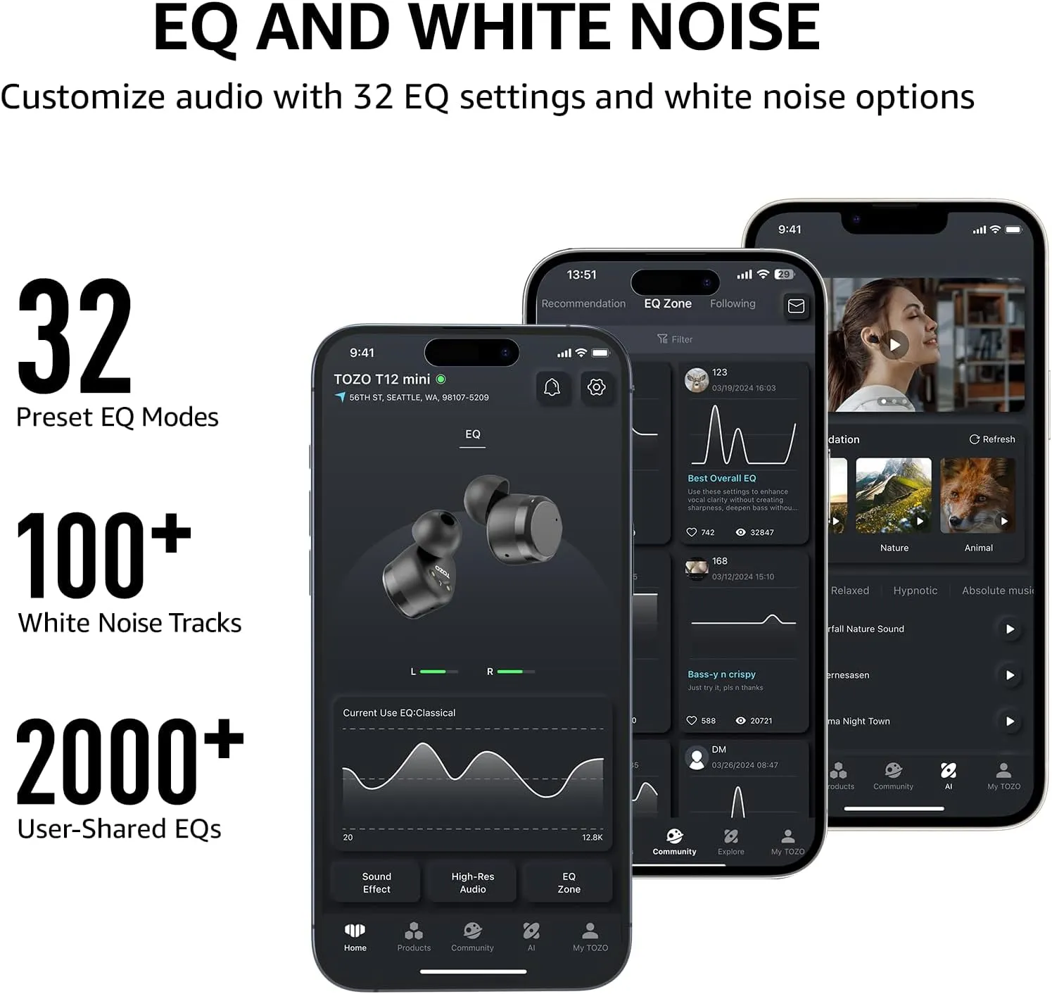 TOZO T12 (Compact Ergonomic Edition) Wireless Earbuds Bluetooth 5.3 Headphones, Call ENC Noise Cancelling Mic, 55Hrs Playtime App Customize EQ IPX8 Waterproof LED Digital Display Premium Sound Headset