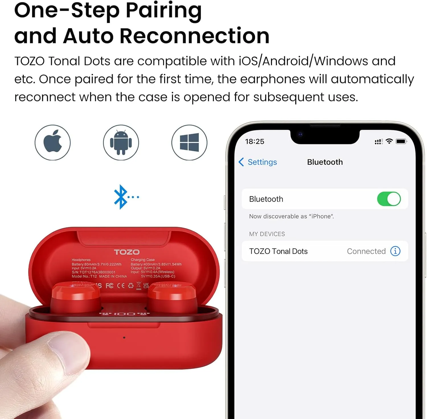 TOZO T12 (Compact Ergonomic Edition) Wireless Earbuds Bluetooth 5.3 Headphones, Call ENC Noise Cancelling Mic, 55Hrs Playtime App Customize EQ IPX8 Waterproof LED Digital Display Premium Sound Headset