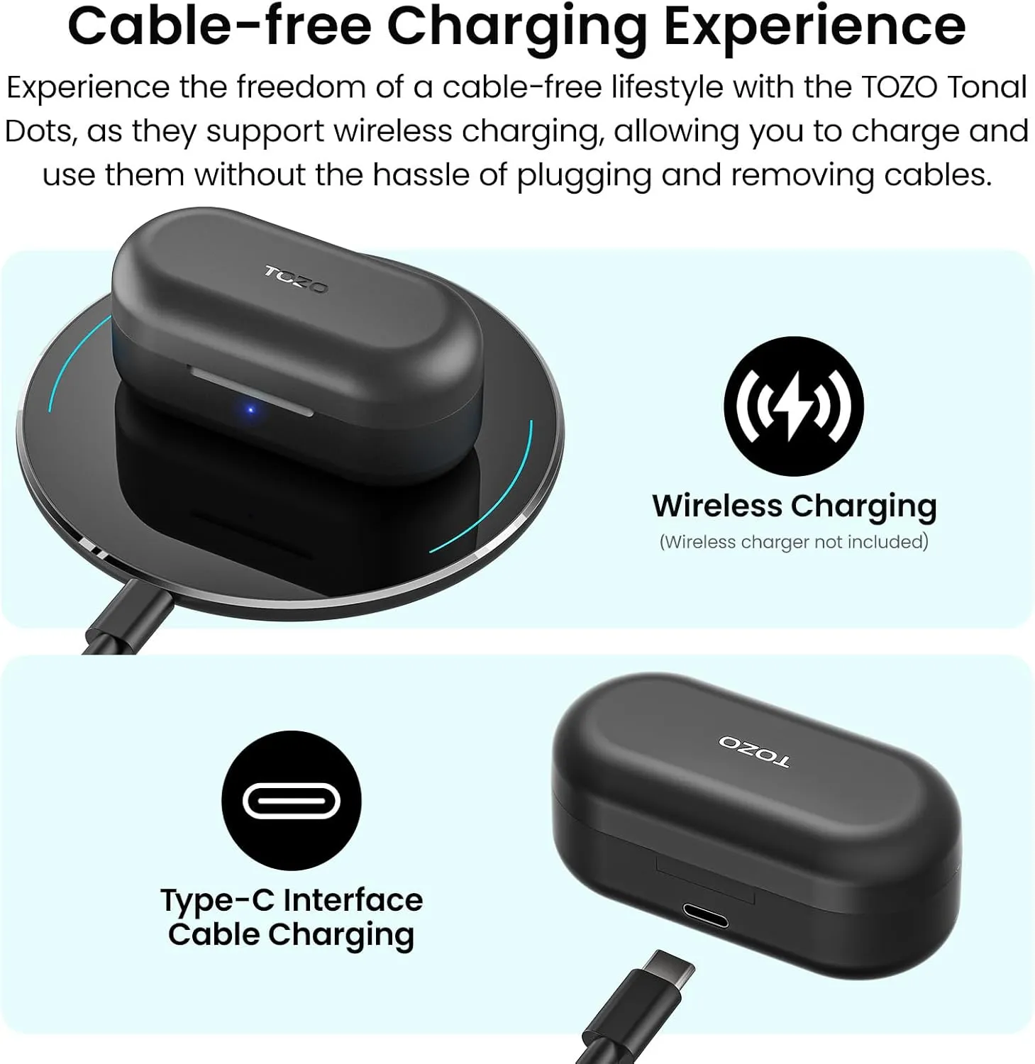 TOZO T12 (Compact Ergonomic Edition) Wireless Earbuds Bluetooth 5.3 Headphones, Call ENC Noise Cancelling Mic, 55Hrs Playtime App Customize EQ IPX8 Waterproof LED Digital Display Premium Sound Headset