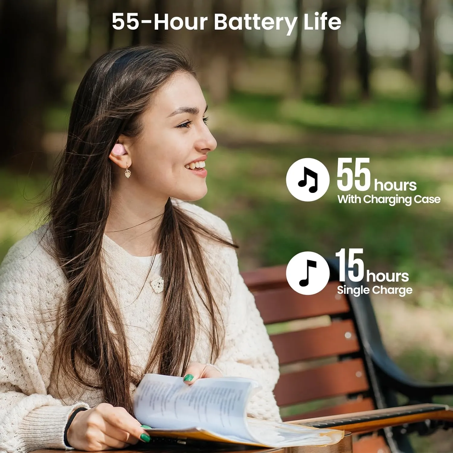 TOZO T12 (Compact Ergonomic Edition) Wireless Earbuds Bluetooth 5.3 Headphones, Call ENC Noise Cancelling Mic, 55Hrs Playtime App Customize EQ IPX8 Waterproof LED Digital Display Premium Sound Headset