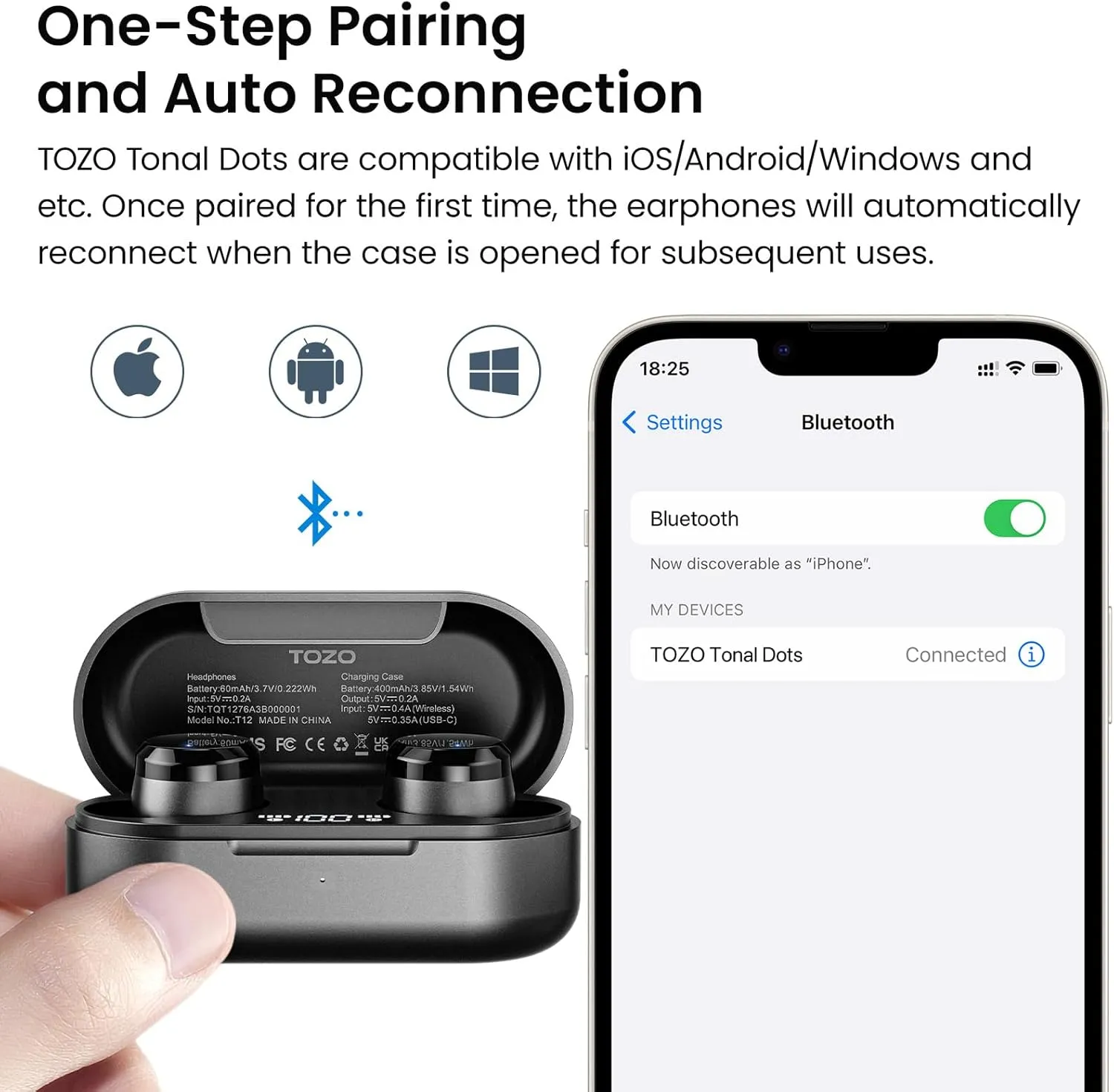 TOZO T12 (Compact Ergonomic Edition) Wireless Earbuds Bluetooth 5.3 Headphones, Call ENC Noise Cancelling Mic, 55Hrs Playtime App Customize EQ IPX8 Waterproof LED Digital Display Premium Sound Headset
