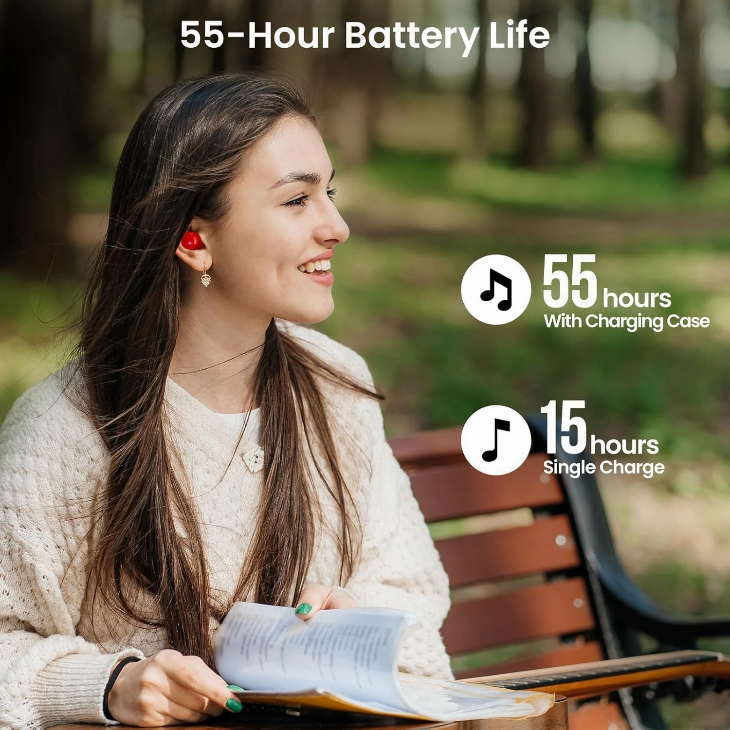 TOZO T12 (Compact Ergonomic Edition) Wireless Earbuds Bluetooth 5.3 Headphones, Call ENC Noise Cancelling Mic, 55Hrs Playtime App Customize EQ IPX8 Waterproof LED Digital Display Premium Sound Headset