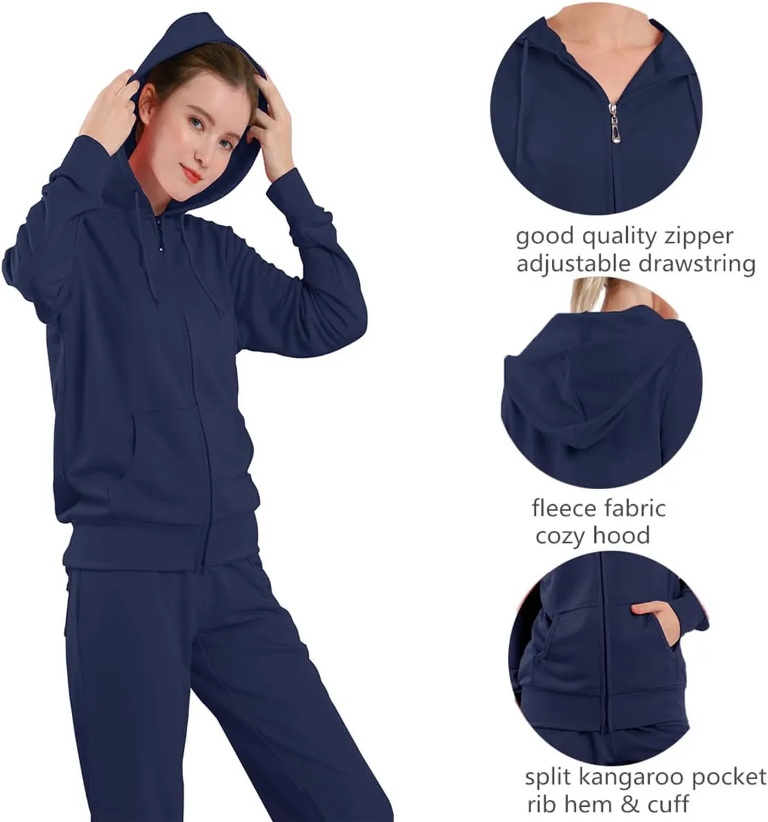 Tracksuit Sets Womens 2 Piece Sweatsuits Fashion Cozy Fleece Zip Up Hoodies and Sweatpants Jogging Sets