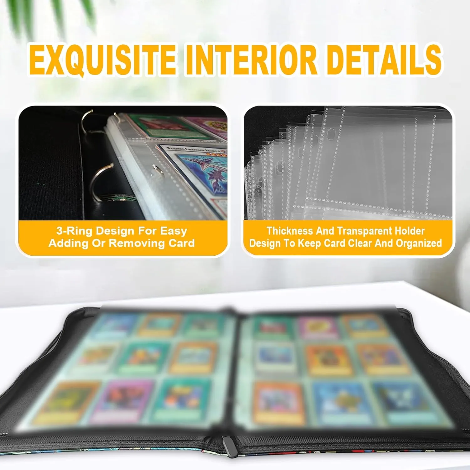 Trading Card Binder for YGO, Fits 900 Cards Card Collector Album Holder,with 40 Removable Sleeves Toys Gifts for Boys Girls
