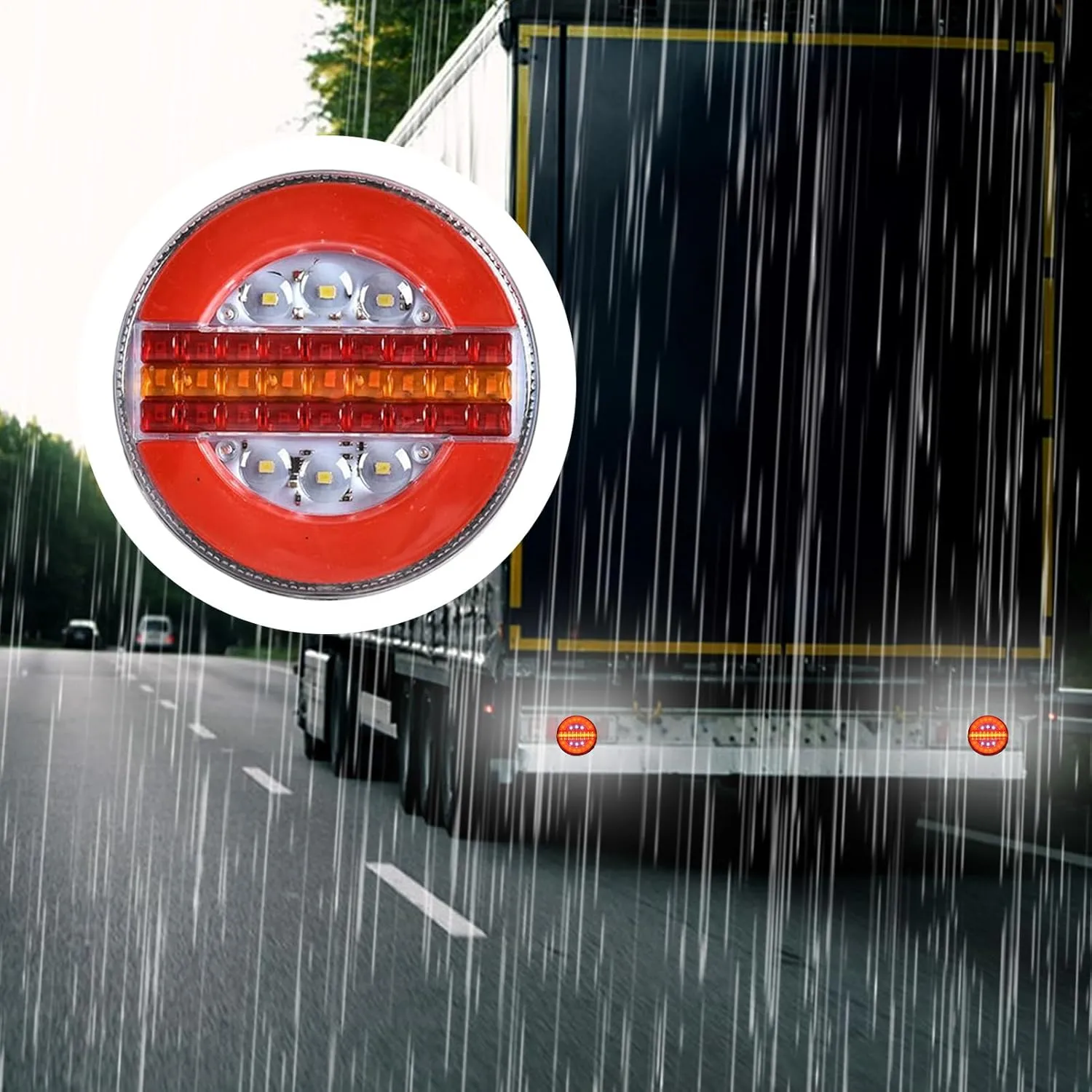 Trailer Tail Lights, 10cm Round Truck Brake Lights, Stop & Turn Signal Lamp, Safety Accessories for Car, Van, Truck, Boat and Bus