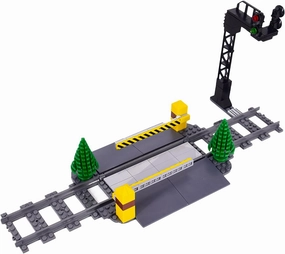 Train Railroad Crossing Building Block Set，Train Track Building Toy with Traffic Lights ，Compatible with Track Expansion Set Gift for Girls and Boys Ages 6 and Up (Train Railroad Crossing B)