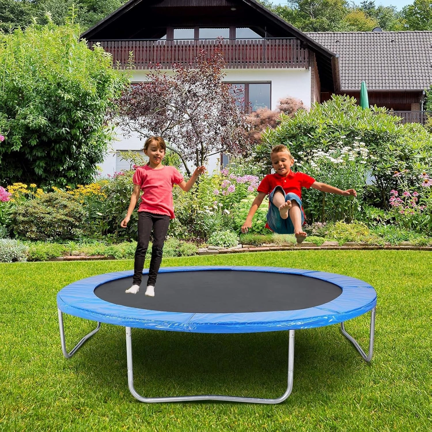 Trampoline Pad, Replacement Trampoline Safety Pad, Round-Trampolines Spring Cover, Tear-Resistant Uv-Resistant, Weather Protection Tarpaulin, Secure Drawstring Attachment,Blue,6 feet 1.83 mete
