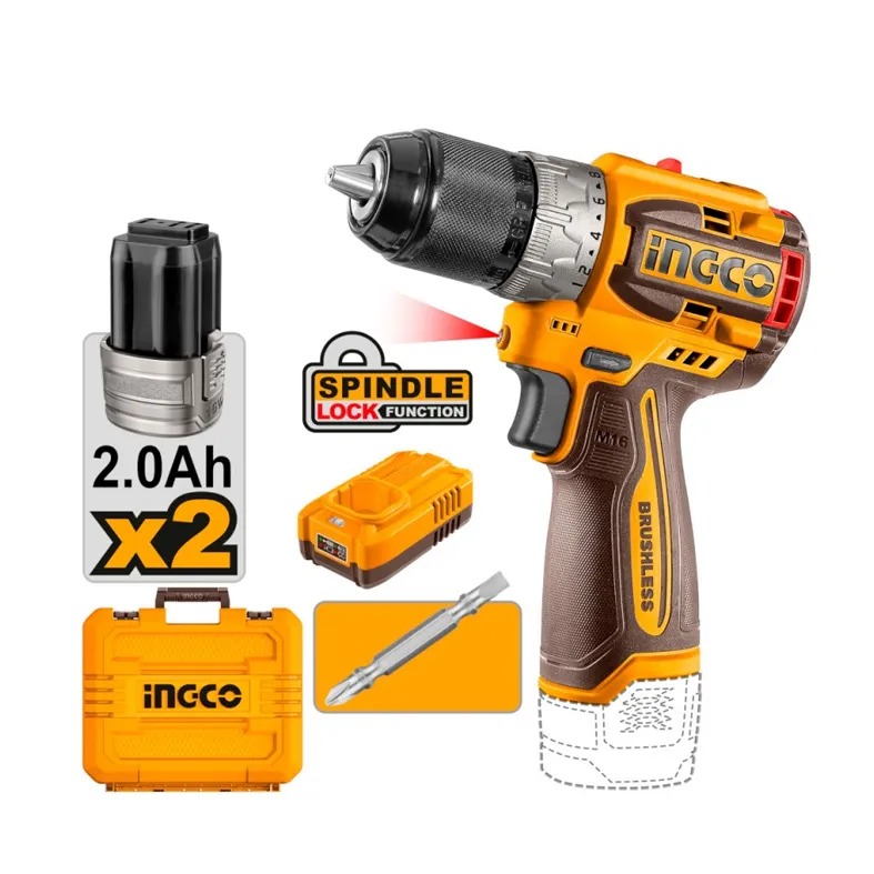 Trapano Avvitatore COMPACT 16V 60Nm BRUSHLESS con 2 batterie - INGCO