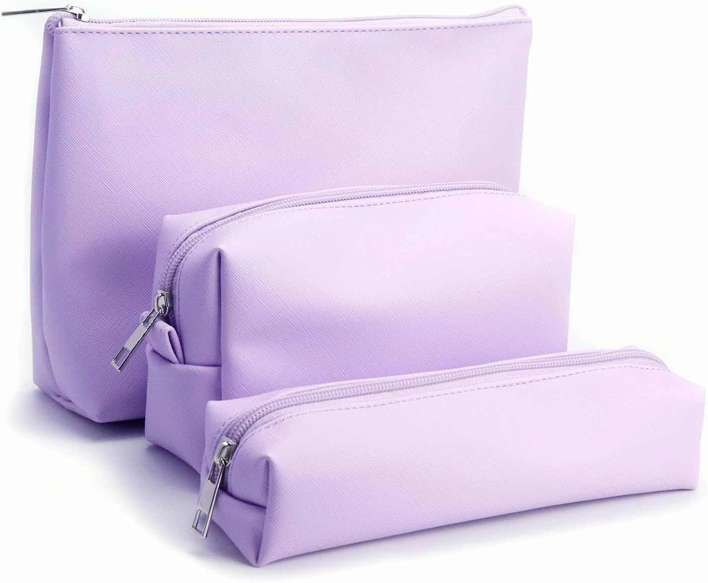 Travel Makeup Bags Set, 3-Piece Large Toiletry Organizer, Multi-Size Cosmetic Bags with Zipper (Purple)