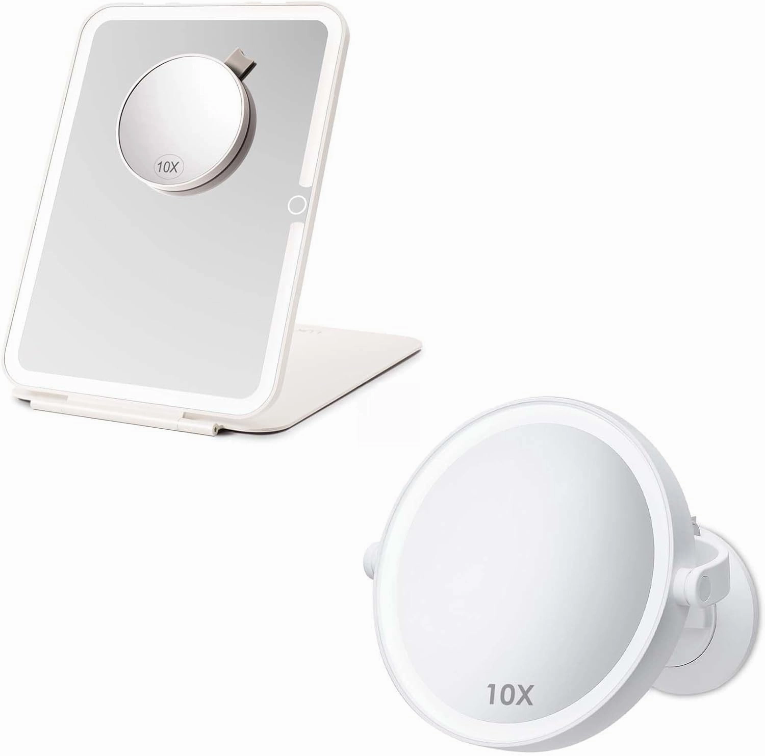Travel Mirror   Double-Sided 1X 10X Lighted Makeup Mirror