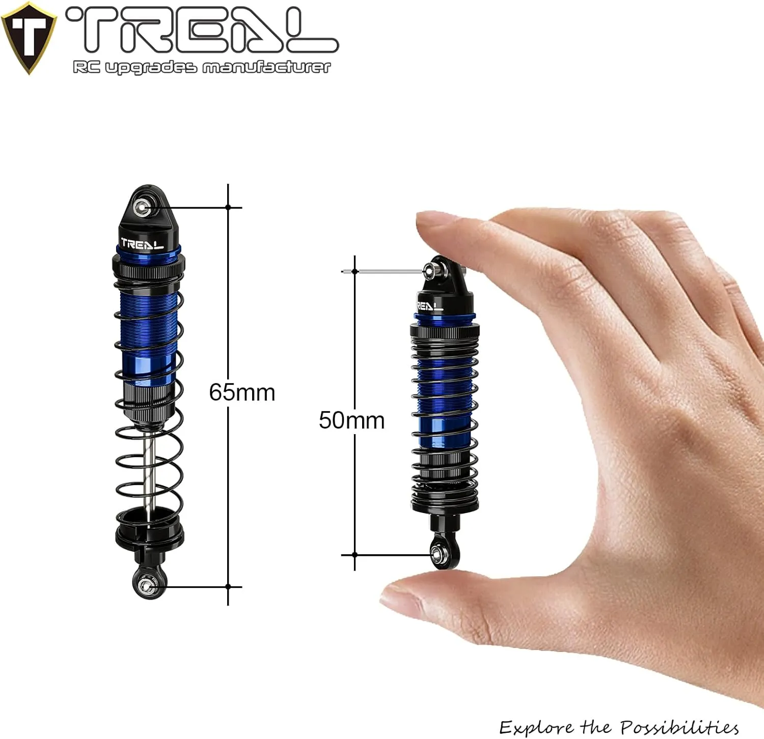 TREAL Mini LMT Shocks Set(4) Aluminum 6061 Front and Rear Assmebly Shock Absorber for 1/18 Losi Mini LMT(Blue)
