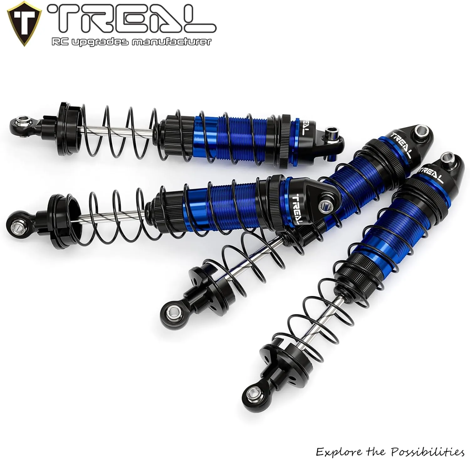 TREAL Mini LMT Shocks Set(4) Aluminum 6061 Front and Rear Assmebly Shock Absorber for 1/18 Losi Mini LMT(Blue)